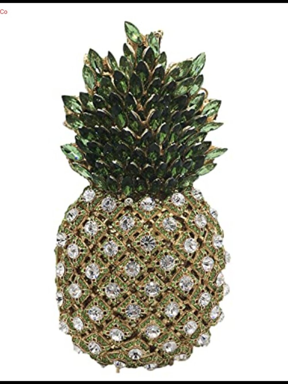 Pineapple Rhinestone Clutch Evening Bag Crystal Detachable Strap